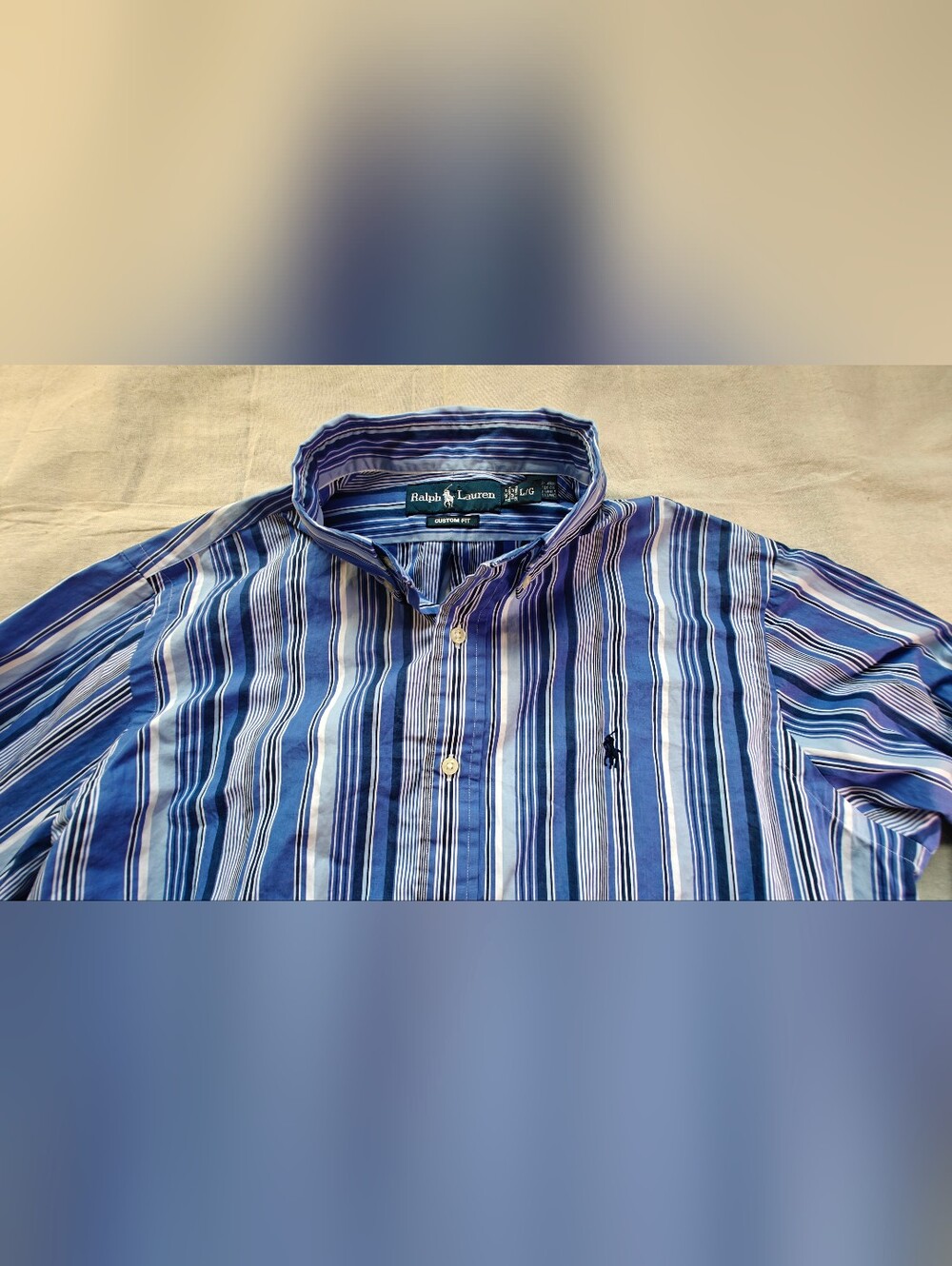 Ralph Lauren Men’s Blue Striped Button-Down Shirt Size L
